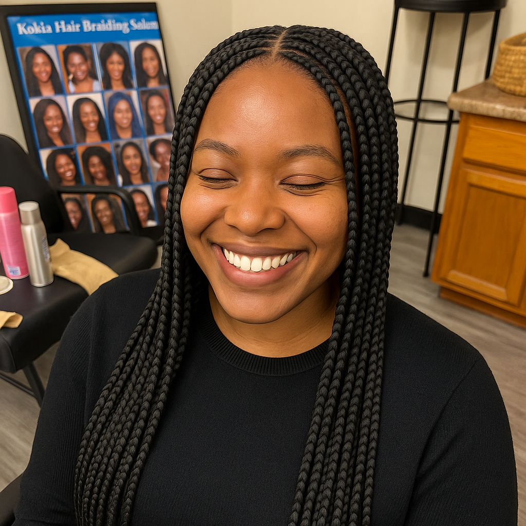 Happy customer with beautiful box braids
